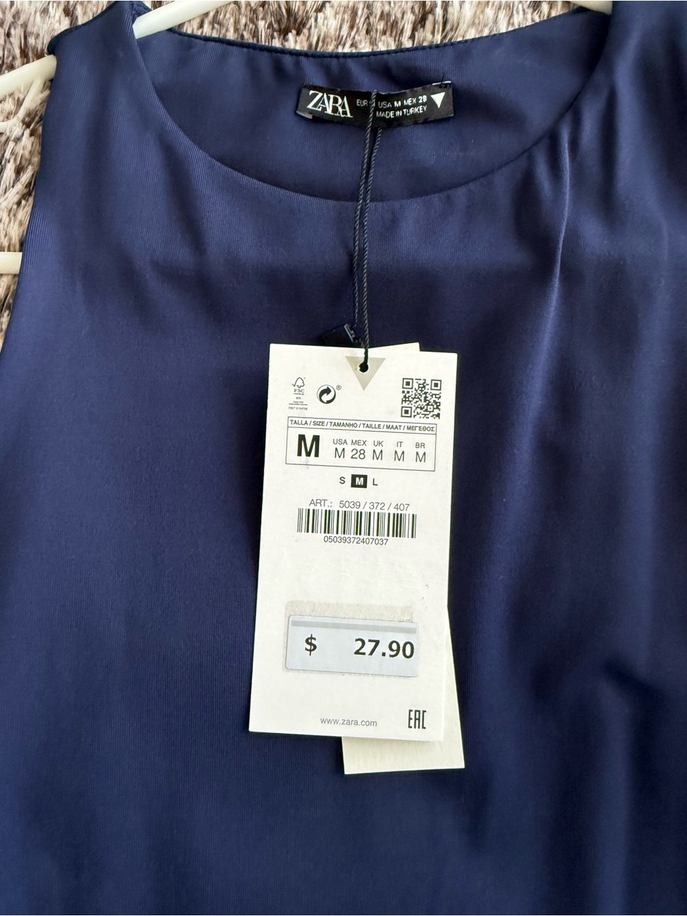 Zara Navy Blue Sleeveless Bodysuit with Round Neck